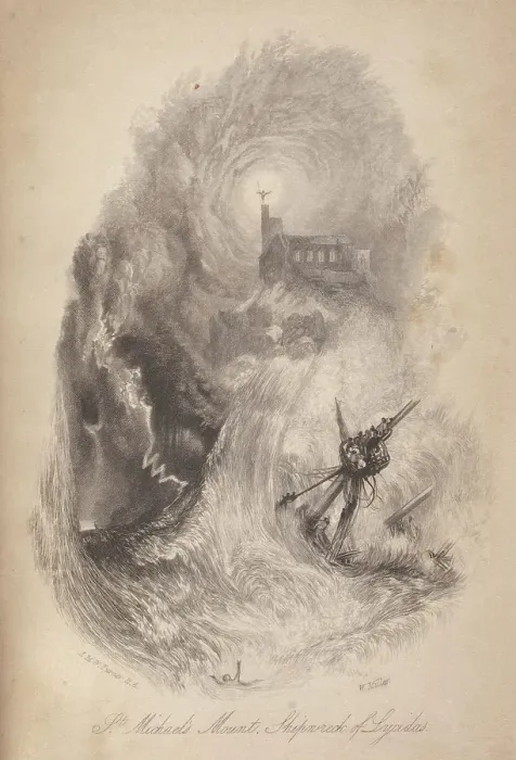 Framed Print : St. Michael's Mount, Shipwreck of Lycidas, 1835. Creators: JMW Turner, William Miller. St. Michael's Mount, Shipwreck of Lycidas, 1835. Creators: JMW Turner, William Miller Framed Print : St. Michael's Mount, Shipwreck of Lycidas, 1835. Creators: JMW Turner, William Miller. St. Michael's Mount, Shipwreck of Lycidas, 1835. Creators: JMW Turner, William Miller