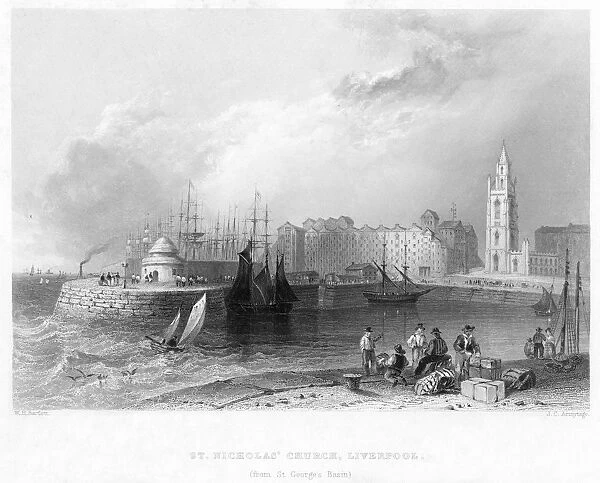 St Nicholas Church, Liverpool, 1841. Artist: William Henry Bartlett