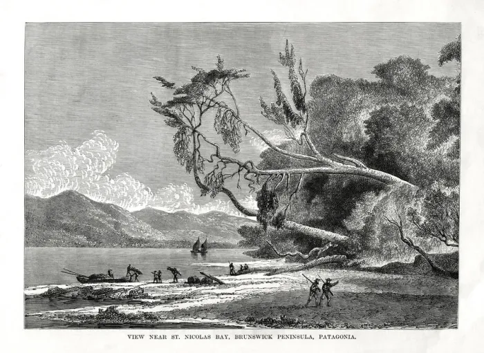 Framed Print : St Nicolas Bay, Brunswick Peninsula, Patagonia, 19th century Framed Print : St Nicolas Bay, Brunswick Peninsula, Patagonia, 19th century