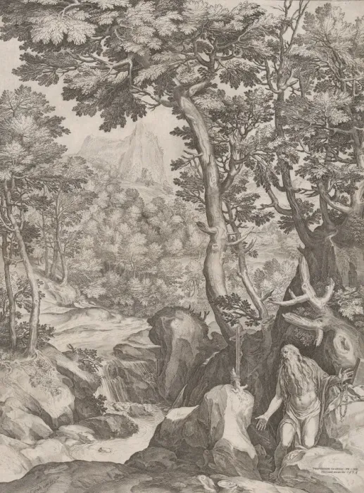 Framed Print : St Onuphrius in the Wilderness, 1574. Creator: Cornelis Cort Framed Print : St Onuphrius in the Wilderness, 1574. Creator: Cornelis Cort