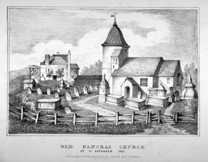 Framed Print : St Pancras Old Church, London, 1721. Artist: JC Deeley Framed Print : St Pancras Old Church, London, 1721. Artist: JC Deeley