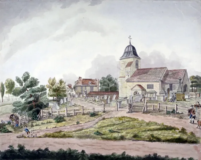 Framed Print : St Pancras Old Church, London, 1761. Artist: William Pennington Framed Print : St Pancras Old Church, London, 1761. Artist: William Pennington