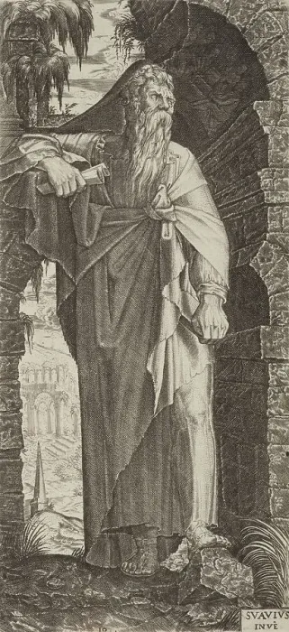 Framed Print : St Paul. Plate 10. From: Christ and the Apostles, 1545. Creator: Lambert Suavius Framed Print : St Paul. Plate 10. From: Christ and the Apostles, 1545. Creator: Lambert Suavius