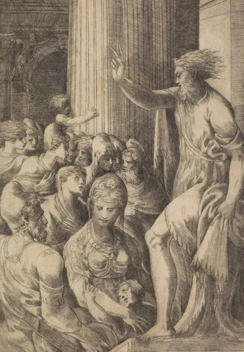 Framed Print : St. Paul Preaching in Athens, ca. 1548-53. Creator: Andrea Schiavone Framed Print : St. Paul Preaching in Athens, ca. 1548-53. Creator: Andrea Schiavone