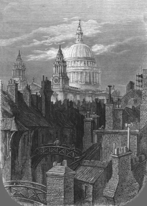 Framed Print : St. Pauls from the Brewery Bridge, 1872. Creator: Gustave Doré Framed Print : St. Pauls from the Brewery Bridge, 1872. Creator: Gustave Doré