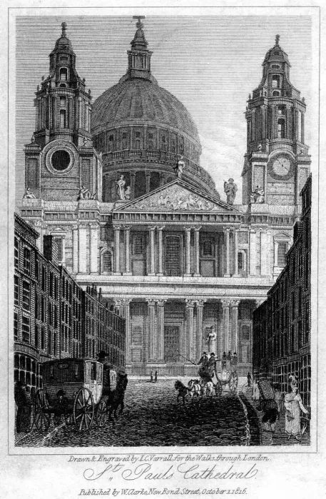 Framed Print : St Pauls Cathedral, London, 1816. Artist: JC Varrall Framed Print : St Pauls Cathedral, London, 1816. Artist: JC Varrall
