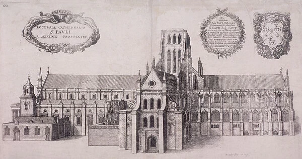 St Pauls Cathedral (old), London, 1656. Artist: Wenceslaus Hollar