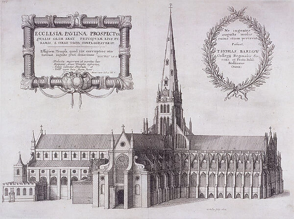 St Pauls Cathedral (old), London, 1657. Artist: Wenceslaus Hollar