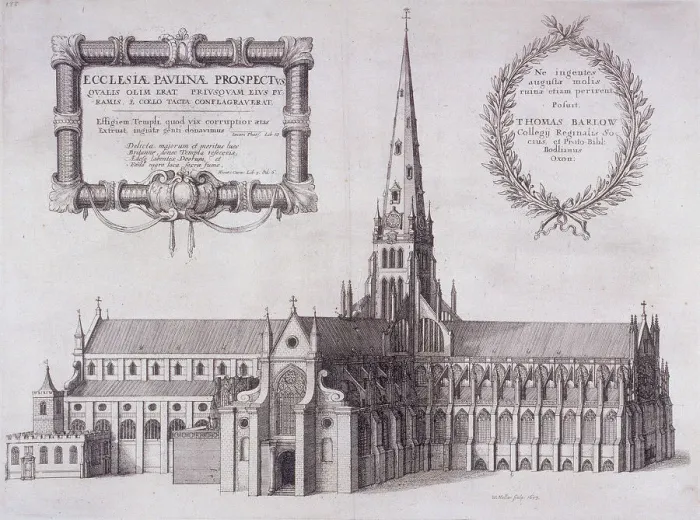 Framed Print : St Pauls Cathedral (old), London, 1657. Artist: Wenceslaus Hollar Framed Print : St Pauls Cathedral (old), London, 1657. Artist: Wenceslaus Hollar