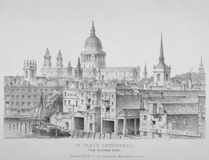 Framed Print : St Pauls Cathedral from Southwark Bridge, City of London, 1835 Framed Print : St Pauls Cathedral from Southwark Bridge, City of London, 1835