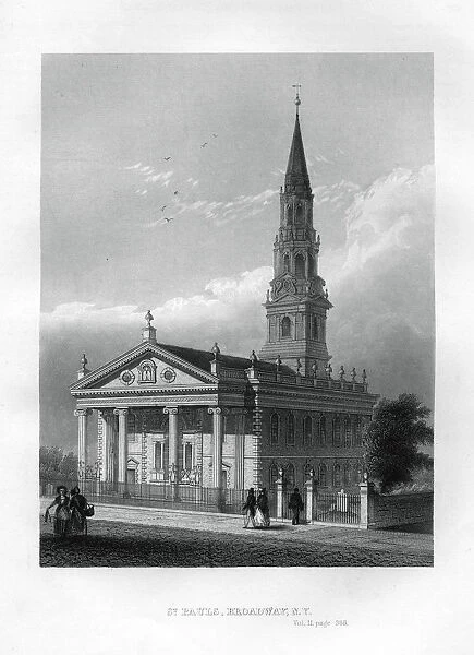 St Pauls Chapel, Broadway, New York, 1855