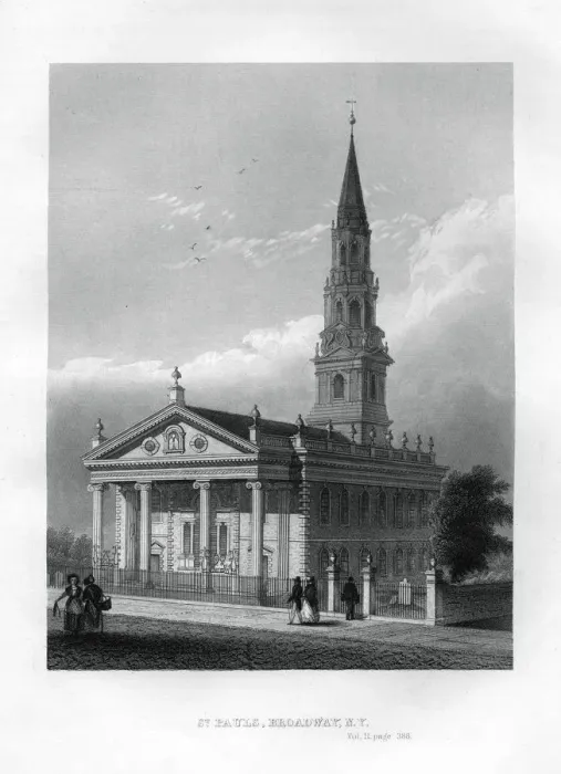 Framed Print : St Pauls Chapel, Broadway, New York, 1855 Framed Print : St Pauls Chapel, Broadway, New York, 1855