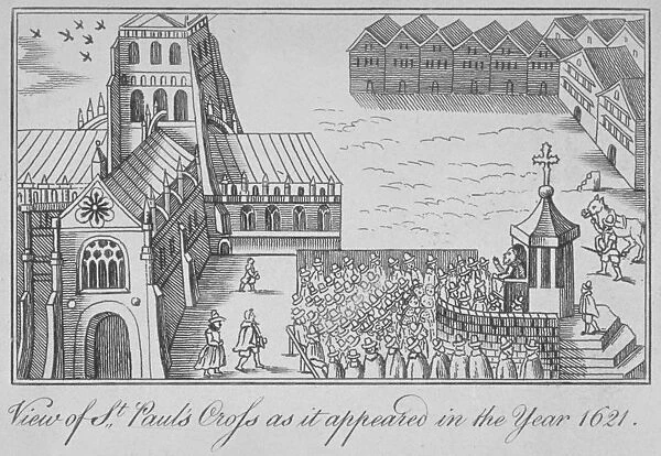 St Pauls Cross and old St Pauls Cathedral, City of London, 1621 (1650)