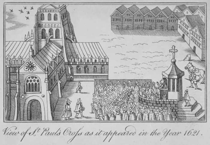 Framed Print : St Pauls Cross and old St Pauls Cathedral, City of London, 1621 (1650) Framed Print : St Pauls Cross and old St Pauls Cathedral, City of London, 1621 (1650)
