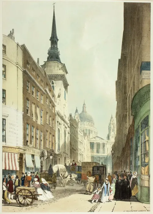 Framed Print : St. Pauls from Ludgate Hill, plate 24 from Original Views of London as It Is, 1842 Framed Print : St. Pauls from Ludgate Hill, plate 24 from Original Views of London as It Is, 1842