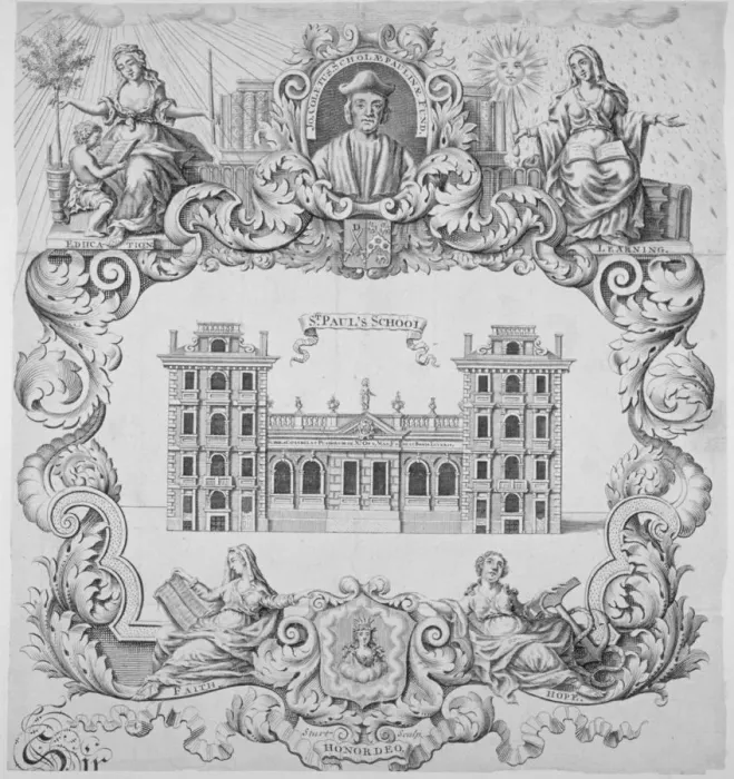 Framed Print : St Pauls School, City of London, 1700. Artist: John Sturt Framed Print : St Pauls School, City of London, 1700. Artist: John Sturt