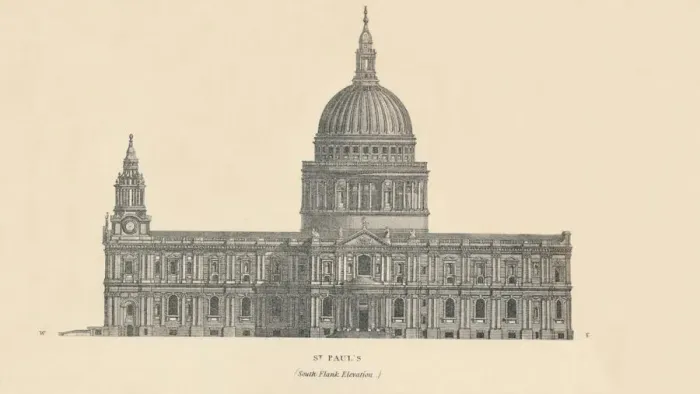 Framed Print : St. Pauls - south flank elevation, 1889. Creator: W & AK Johnston Framed Print : St. Pauls - south flank elevation, 1889. Creator: W & AK Johnston