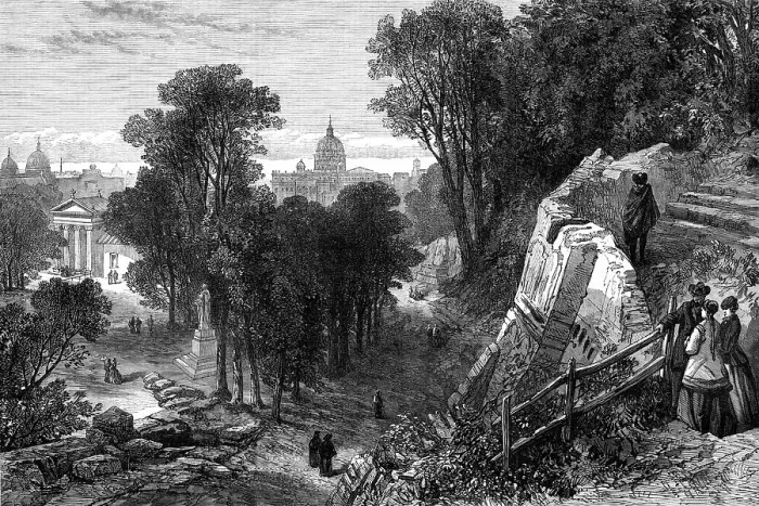 Framed Print : St. Peter's, Rome, from the Borghese Villa Gardens, 1870. Creator: Unknown Framed Print : St. Peter's, Rome, from the Borghese Villa Gardens, 1870. Creator: Unknown