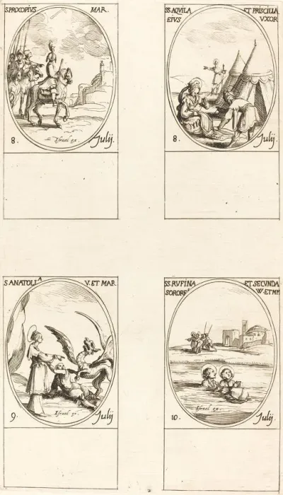 Framed Print : St. Procopius; Sts. Aquila and Prisca; St. Anatolia; Sts. Rufina and Secunda Framed Print : St. Procopius; Sts. Aquila and Prisca; St. Anatolia; Sts. Rufina and Secunda