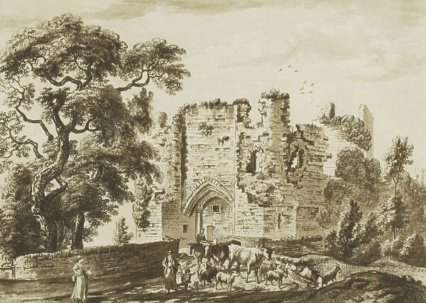 St. Quintins Castle near Cowbridge in Glamorgan Shire, 1773-75. Creator: Paul Sandby