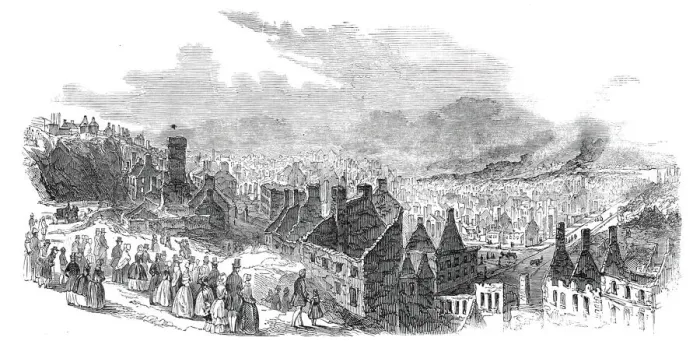 Framed Print : St. Rocks, Quebec, after the late fire - sketched by a correspondent, 1845 Framed Print : St. Rocks, Quebec, after the late fire - sketched by a correspondent, 1845