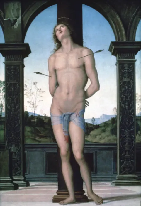 Framed Print : St Sebastian, c1470-1523. Artist: Perugino Framed Print : St Sebastian, c1470-1523. Artist: Perugino
