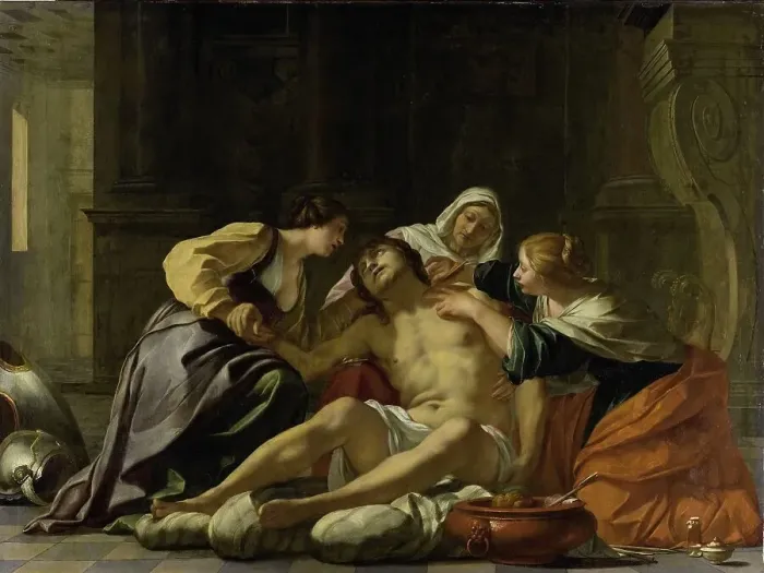 Framed Print : St Sebastian Nursed by Irene and her Helpers, 1630-1638. Creator: Jacques Blanchard Framed Print : St Sebastian Nursed by Irene and her Helpers, 1630-1638. Creator: Jacques Blanchard