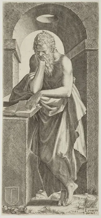 Framed Print : St Simon. Plate 4. From: Christ and the Apostles, 1545. Creator: Lambert Suavius Framed Print : St Simon. Plate 4. From: Christ and the Apostles, 1545. Creator: Lambert Suavius