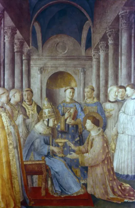 Framed Print : St Sixtus II and his Deacon St Laurence, mid 15th century. Artist: Fra Angelico Framed Print : St Sixtus II and his Deacon St Laurence, mid 15th century. Artist: Fra Angelico