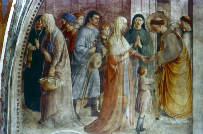 Framed Print : St Stephen Distributing Alms, mid 15th century. Artist: Fra Angelico Framed Print : St Stephen Distributing Alms, mid 15th century. Artist: Fra Angelico