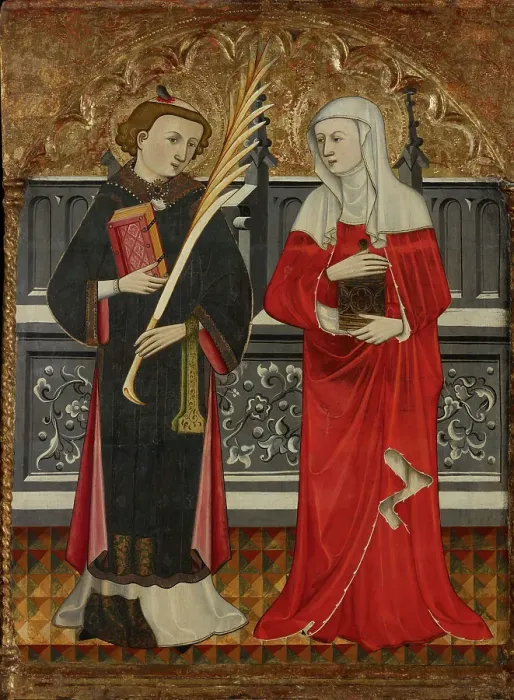 Framed Print : St Stephen and St Mary Magdalene, about 1410. Creator: Pere Vall Framed Print : St Stephen and St Mary Magdalene, about 1410. Creator: Pere Vall