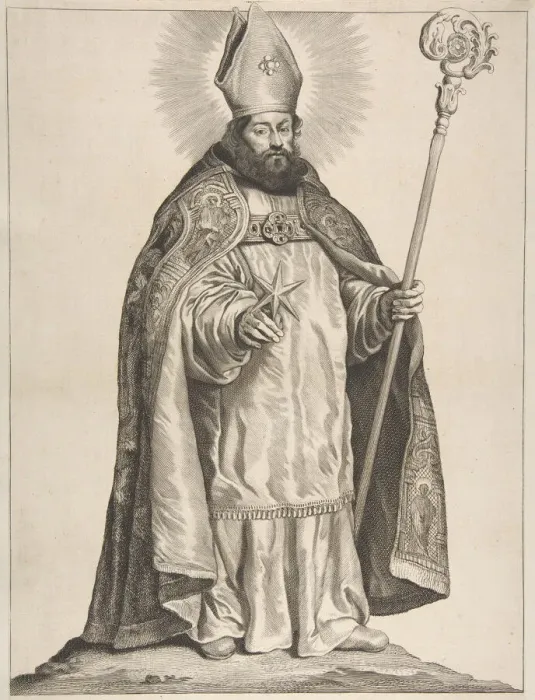 Framed Print : St. Swithbert, 1650. Creator: Cornelis de Visscher Framed Print : St. Swithbert, 1650. Creator: Cornelis de Visscher