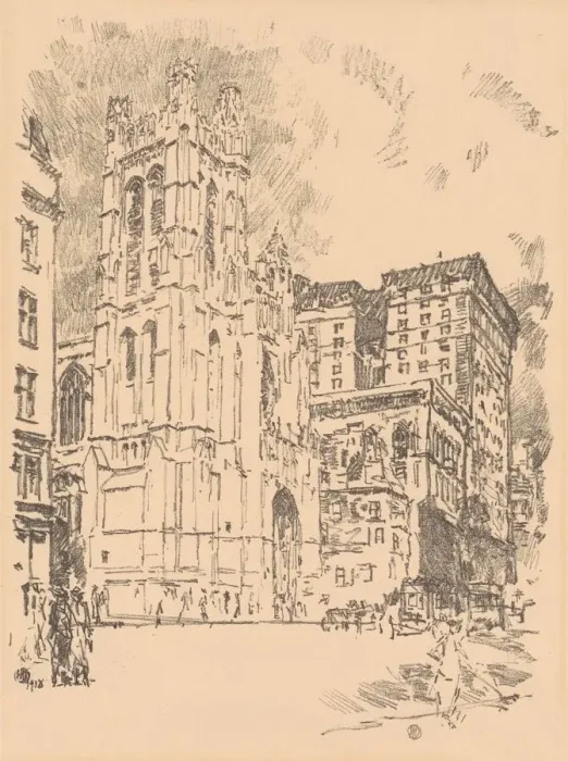 Framed Print : St. Thomas, New York, 1918. Creator: Frederick Childe Hassam Framed Print : St. Thomas, New York, 1918. Creator: Frederick Childe Hassam