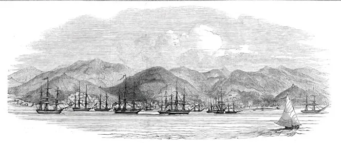 Framed Print : St Thomass West Indies, from Weights Wharf, 1844. Creator: Unknown Framed Print : St Thomass West Indies, from Weights Wharf, 1844. Creator: Unknown