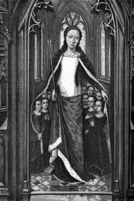 Framed Print : St Ursula and the Holy Virgins, from the Reliquary of St Ursula, 1489, (1870) Framed Print : St Ursula and the Holy Virgins, from the Reliquary of St Ursula, 1489, (1870)