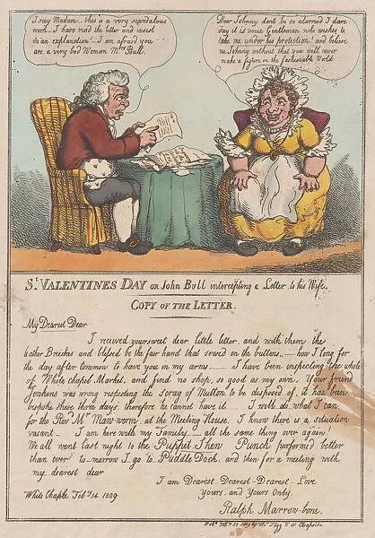 St. Valentines Day or John Bull intercepting a Letter to his Wife, February