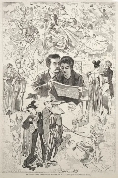 Framed Print : St. Valentines - The Old Story in All Lands, 1868. Creator: Winslow Homer (American, 1836-1910) Framed Print : St. Valentines - The Old Story in All Lands, 1868. Creator: Winslow Homer (American, 1836-1910)