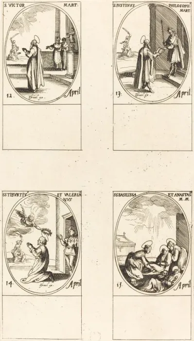 Framed Print : St. Victor; St. Justinus; Sts. Tiburtius and Valerianus; Sts. Basilissa and Anastasia Framed Print : St. Victor; St. Justinus; Sts. Tiburtius and Valerianus; Sts. Basilissa and Anastasia