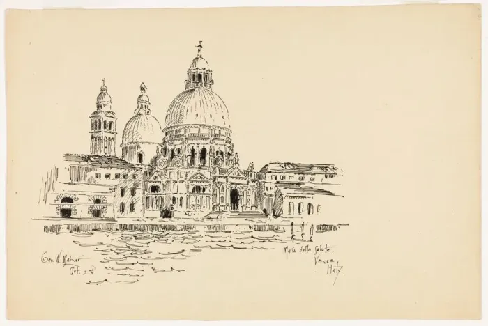 Framed Print : Sta. Maria della Salute, Venice, Italy, Travel Sketch, 1891 Framed Print : Sta. Maria della Salute, Venice, Italy, Travel Sketch, 1891