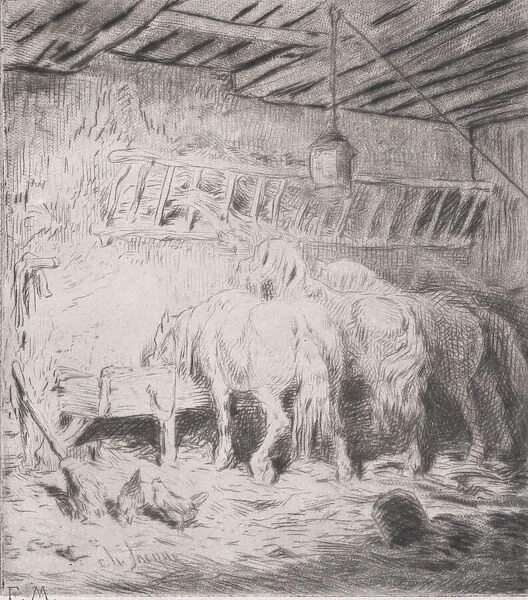 Stable, 1848. Creator: Charles Emile Jacque