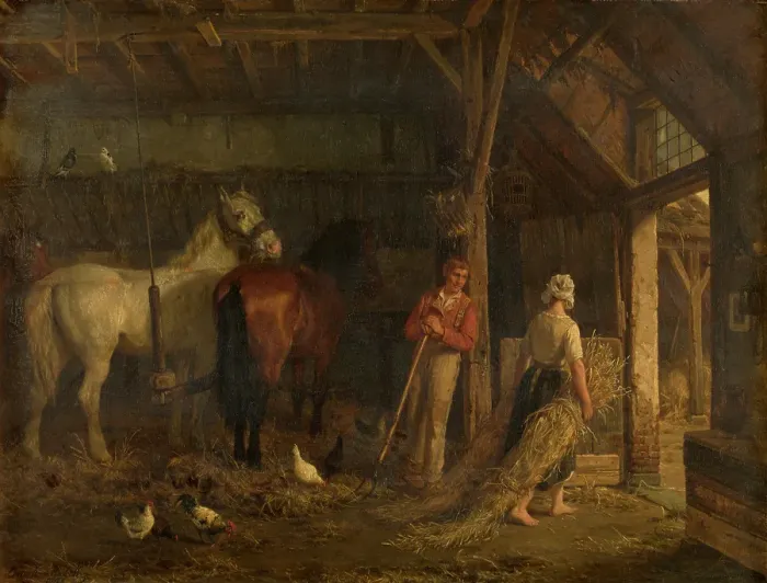 Framed Print : Stable Interior, 1865. Creator: Jean Louis Van Kuyck Framed Print : Stable Interior, 1865. Creator: Jean Louis Van Kuyck