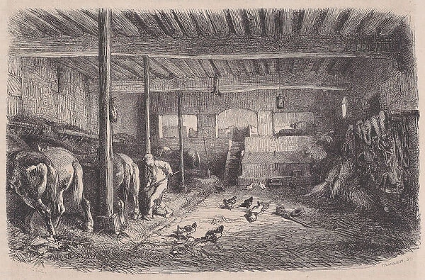 A Stable; from Magasin Pittoresque, ca. 1852. Creator: Charles Tamisier