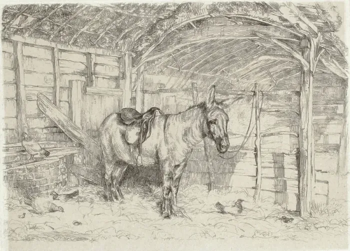 Framed Print : Stable Scene, 19th century. Creator: John Frederick Lewis Framed Print : Stable Scene, 19th century. Creator: John Frederick Lewis