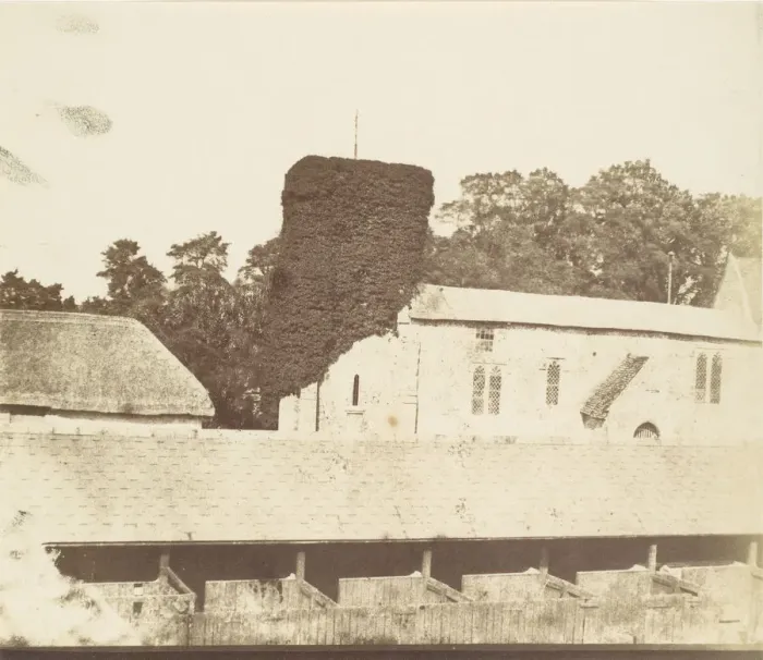 Framed Print : Stables and Ivy Covered Tower, 1850s. Creator: Unknown Framed Print : Stables and Ivy Covered Tower, 1850s. Creator: Unknown