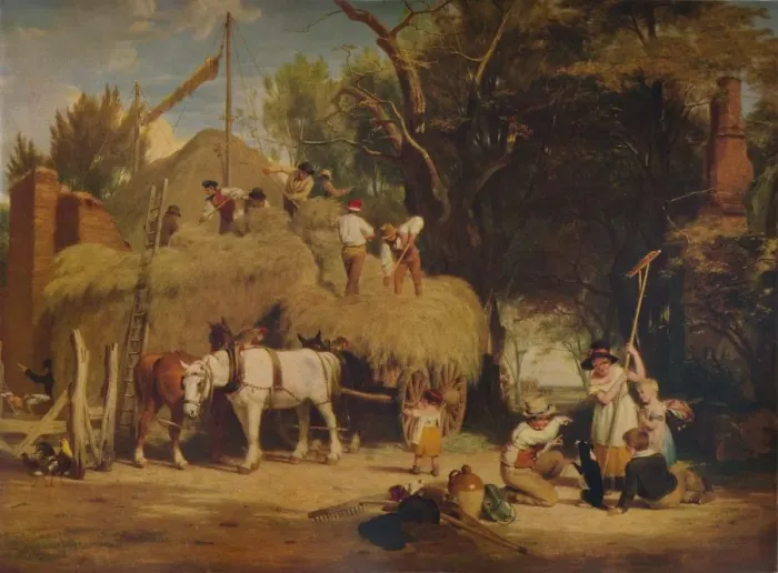 Framed Print : Stacking Hay, 1840, (1938). Artist: William Frederick Witherington Framed Print : Stacking Hay, 1840, (1938). Artist: William Frederick Witherington