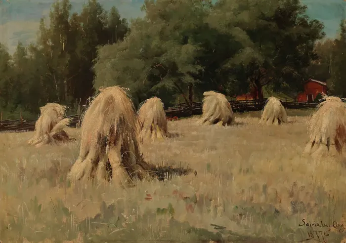 Framed Print : Stacks of Rye, 1877. Creator: Hjalmar Munsterhjelm Framed Print : Stacks of Rye, 1877. Creator: Hjalmar Munsterhjelm
