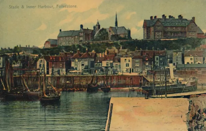 Framed Print : Stade & Inner Harbour, Folkestone, late 19th-early 20th century Framed Print : Stade & Inner Harbour, Folkestone, late 19th-early 20th century