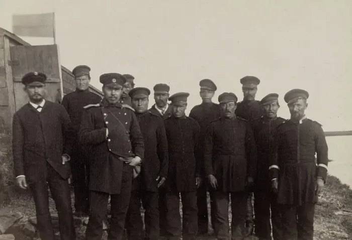 Framed Print : The Staff of the Expedition: Doctor Grinevetskii, the Official Dmitriev, the Foreman... 1889. Creator: Unknown Framed Print : The Staff of the Expedition: Doctor Grinevetskii, the Official Dmitriev, the Foreman... 1889. Creator: Unknown