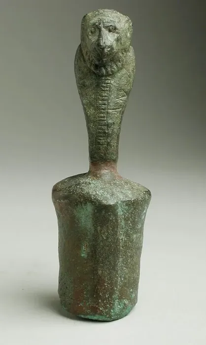 Framed Print : Staff Finial with Lioness Headed Cobra, Probably Ptolemaic Period (332-30 BCE). Creator: Unknown Framed Print : Staff Finial with Lioness Headed Cobra, Probably Ptolemaic Period (332-30 BCE). Creator: Unknown