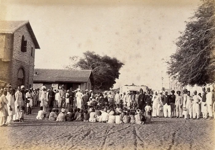 Framed Print : Staff of the Karachi plague committee in the town of Dhobi Ghat, during bubonic plague... 1897. Creator: Unknown Framed Print : Staff of the Karachi plague committee in the town of Dhobi Ghat, during bubonic plague... 1897. Creator: Unknown